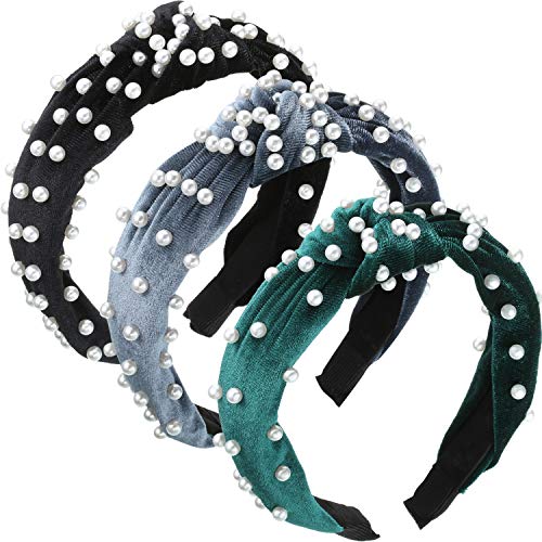 Bandeau de perles tressé en velours lot de 3 serre-têtes vintage rétro
