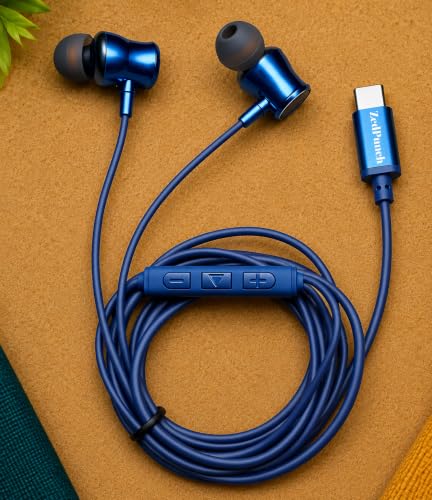Image of Gaming Type-C Wired Earphone with Mic, 10mm Dynamic Bass Driver, Magnetic in-Ear Headphones, Low Latency Sound for Gaming, 3 Button Control, HD Calling, Voice Assistant (Royal Blue)