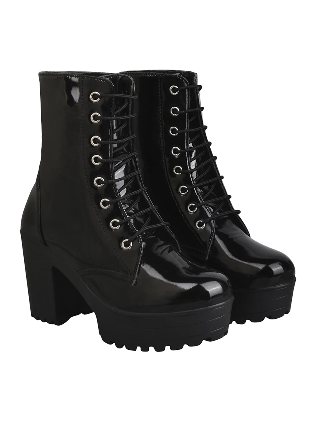 Women & Girls Lace Up Block Heeled Western Boots-image-25