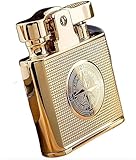 Dieses luxuriöse Benzin Feuerzeug in Gold ist aus Metall gefertigt, Winddicht und verfügt über eine verstellbare Flamme. Sein moderner Stil Macht es zu einem wunderbaren und tollen Geschenk