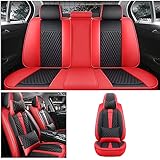  Qiaodi Auto-Sitzbezüge PU Leder 5 Sitze Komplett-Set Für BMW 7 Series E38 E65 E66 F01 F02 F04 G11 740Li 750Li 760Li Luxus wasserdichte, atmungsaktive Auto-Schonbezüge Airbag-kompatibel (Schwarz Rot)