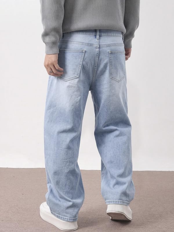 JMIERR Men's Baggy Jeans Y2K Denim Streetwear S 1 Light Blue