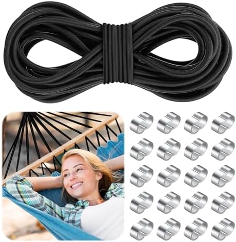 Gummiseil 10m, 8mm Expanderseil mit 20 Würgeklemmen, gummischnur | gummiseil für anhängerplane, gummiseil elastische gummischnur für Anhängerplane, Camping,Segeln Planenseil
