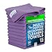12" x 12" Buff Pro Multi-Surface Microfiber Cleaning Cloths | Purple - 12 Pack | Premium Microfiber Towels for Cleaning Glass, Kitchens, Bathrooms, Automotive