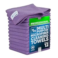 12 inch x 12 inch Buff Pro Multi-Surface Microfiber Reinigingsdoeken | Zwart - 12 Pack | Premium Microfiber Handdoeken voor het reinigen van glas