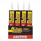 Loctite PL Premium Polyurethane Construction Adhesive, Versatile Construction Glue for Wood, Concrete, Stone, Metal & More- 28 fl oz, Cartridge, 12 Pack