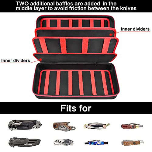 Knife Display Case For 64+ Pocket Knives, Folding Knives Cases For Collections, Butterfly Knife Storage Bag Holder Roll Organizer For Survival, Tactical, Outdoor, Kitchen, Edc Mini Knife (Box Only) #TOP1