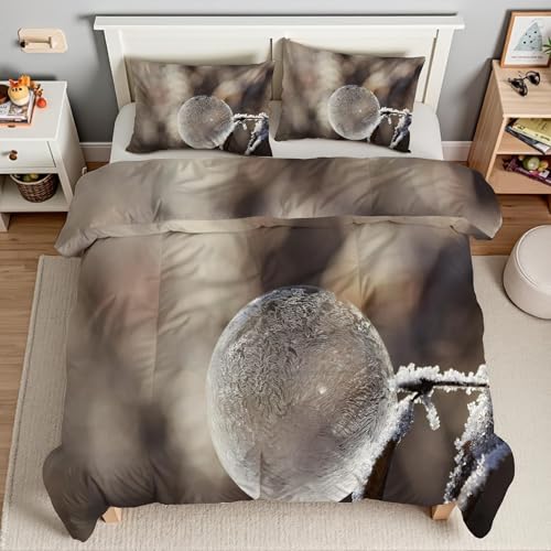 Housse de Couette 220x240 Flocon De Neige Microfibre | Ensemble Literie 3 Pièces Lit Double - 4