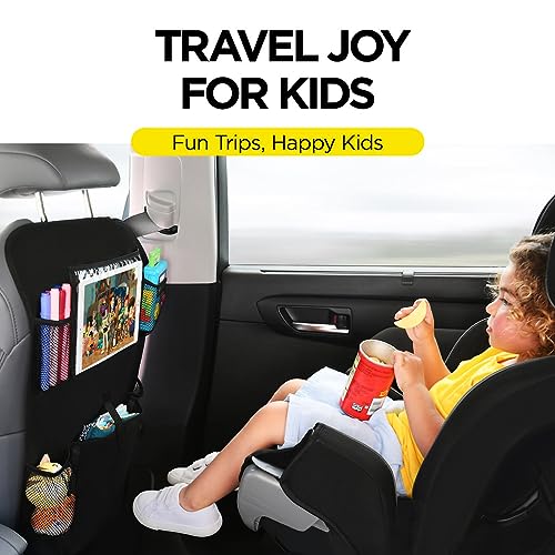 Image of lebogner Back Seat Cover for Kids + 6 Pocket Storage Organizer, 2 Pack X-Large Kick Mats Backseat Protector with iPad Tablet Holder, Car Seat Back Protectors for Vehicles to Protect from Dirt & Mud