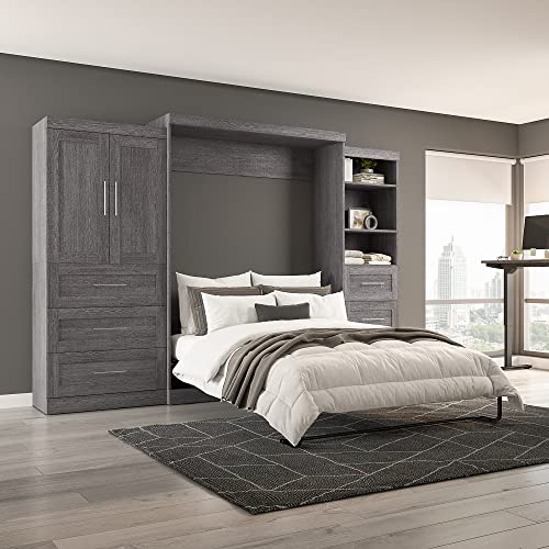 Bestar Pur Queen Murphy Bed And 2 Multifunctional Shelving Units With Drawers, 126-Inch Wall Bed #TOP1