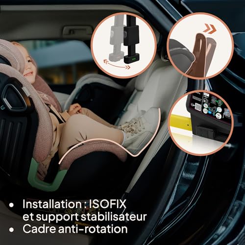 Lionelo Harmony I-Size Seggiolino Auto Girevole 360° Per Bambini 0-12 Anni (40-150 Cm) Con Isofix E Gamba Di Supporto Fronte E Retro Marcia, 5-Liveli Reclinabile Protezione Laterale - 3