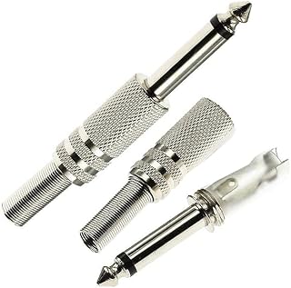 جاك صوت لمنفذ ميكروفون من قطعة واحدة، وصلة إصلاح الصوت ذكر، 6.35 ملم و6.5 ملم، أجادي المسار لأنظمة الكاريوكي الصوتية غلاف معدني من النيكل، للتوصيل بالكابل عن طريق اللحام، محول بديل