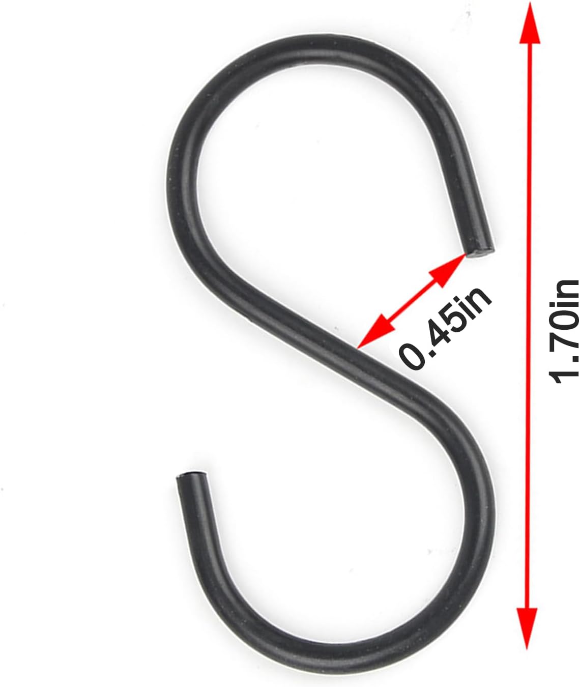 50pcs 1.7 Inch Black Iron Mini S Hooks Multipurpose Hangers for Jewelry Kitchenware and Plants