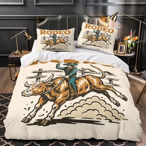 Housse de couette cowboy rodéo avec fermeture éclair facile lit simple - 2