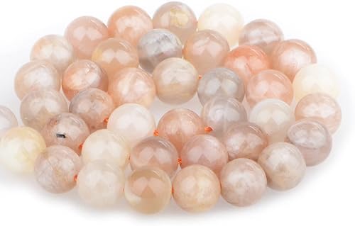 Bymitel 90 piezas de cuentas sueltas redondas naturales auténticas y auténticas para hacer joyas de 15.5 pulgadas por hebra de 0.157in (piedra solar