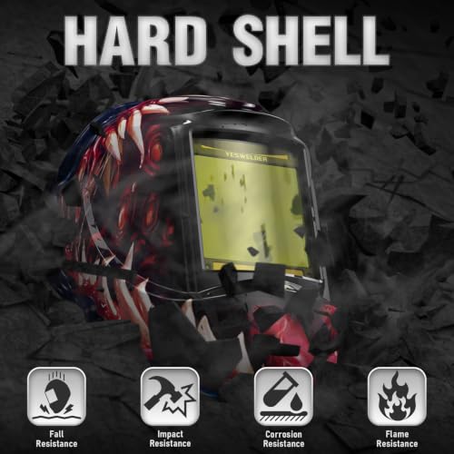 Image of YESWELDER Large View Auto Darkening Welding Helmet, Blue Light Blocking, 1 /1 /1 /1 True Color Solar Powered Welder Hood Mask with 4 Arc Sensors, Wide Shade 3 /5-9 /9-13 for TIG MIG ARC CUT and GRIND
