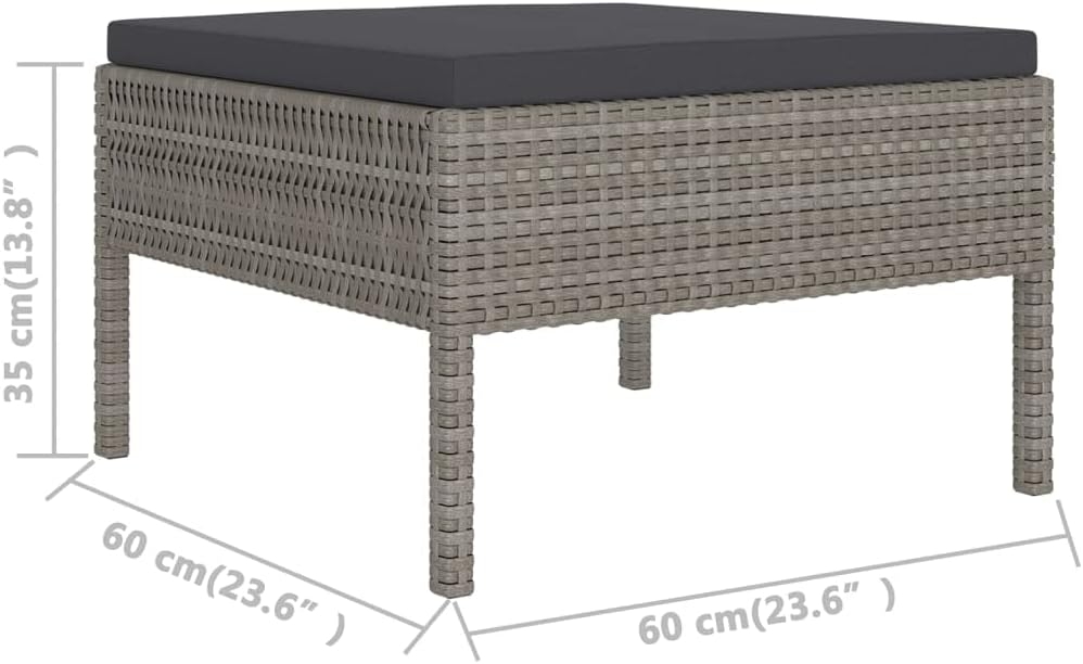 vidaXL Patio Lounge Set with Cushions - 6 Piece, Stylish Modern Farmhouse Design, Weather- PE Rattan and Powder-Coated Steel Frame, Gray