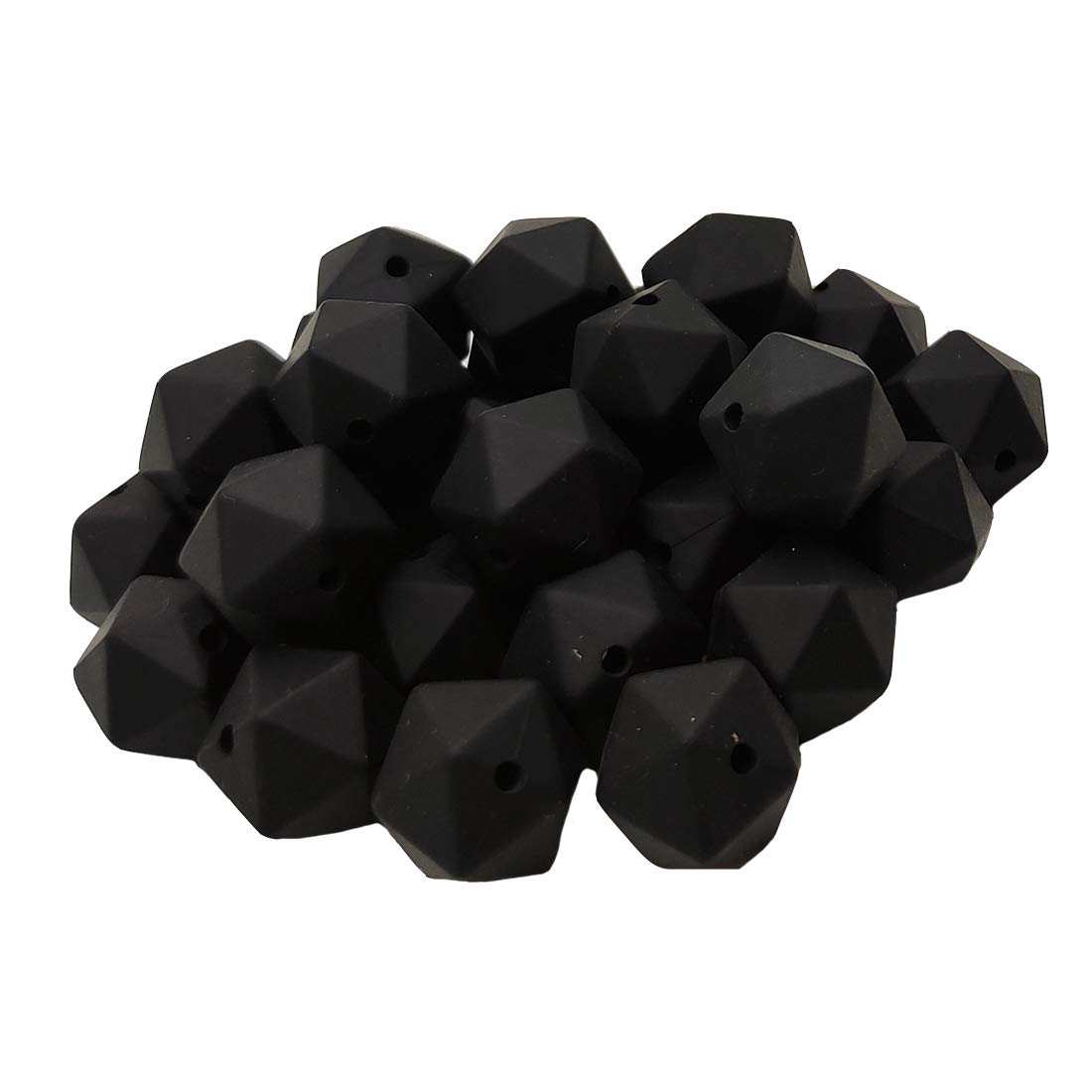 Black Color 30pcs 14mm Silicone Polygonal Beads Silicone Geometric Icosahedron Beads for Mom Jewelry Handmade Lanyards Making Home Decor