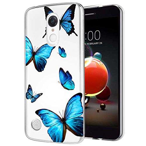Bohefo Clear Case Compatible with LG Aristo 3 Plus/Aristo 2 Plus/Aristo 2/Tribute Dynasty/Tribute Empire/Fortune 2/Rebel 3 LTE Case, TPU Protective Phone Case Cover for LG Aristo 3 (Blue Butterfly)