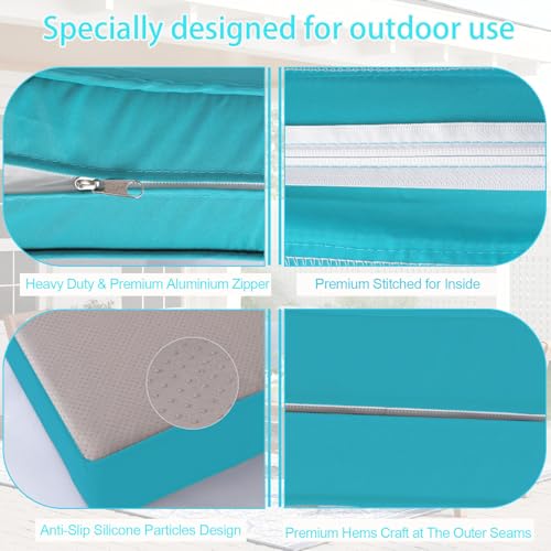 XX xfasd Outdoor Cushion Covers for Patio Furniture, Patio Cushion Covers Replacement with Zipper, Waterproof & Fade Resistant,Only Cover (Lake Blue, 25.6Lx25.6Wx4H - Only Covers) by XX xfasd - Used condition - Image 4
