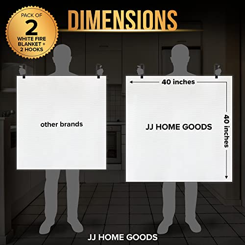 Jj Care Fire Blanket - 40" X 40" [2 Packs With Hooks ] - Suppression Flame Retardant Emergency Fire Blanket For Camping, Grill, Kitchen, Home, Car, School, Office, Warehouse #TOP3