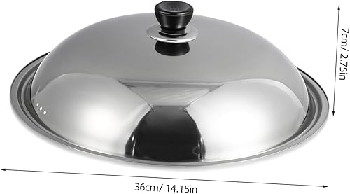 Miniatura 2 de DOITOOL Cubierta universal de 14.2 in para sartenes y ollas de acero inoxidable con mango fresco, tapas de cúpula de cocina, reemplazo de tapas de