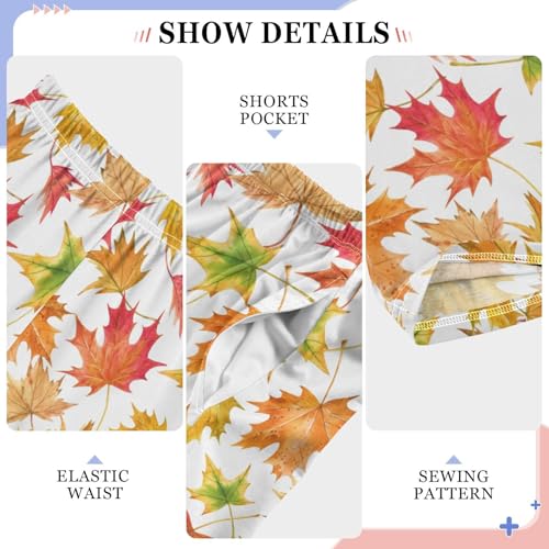 Autumn Maple Leaf Boys Long Pants Soft Trousers Elastic Waist Kids Lounge Bottoms with Pockets S-XL4