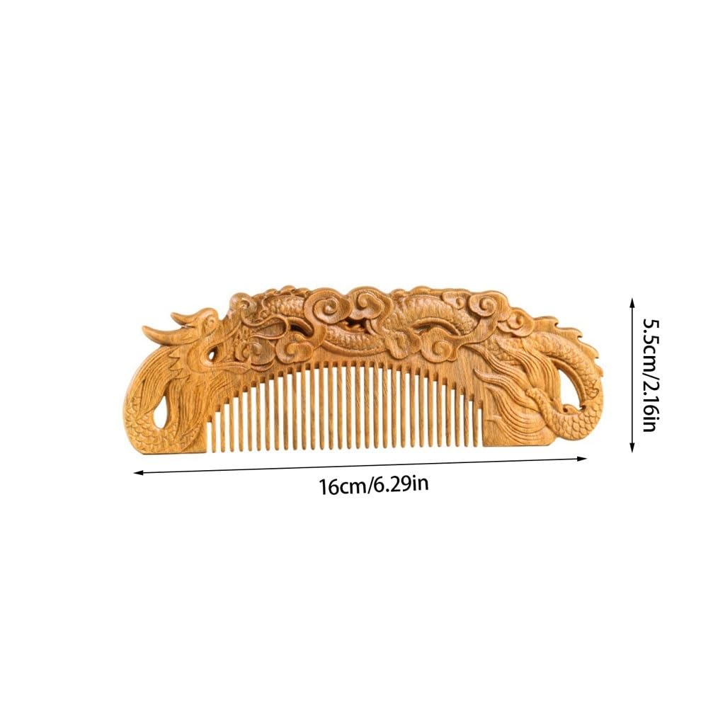 Peruka Grzebień Dragon Carved Comb Solid Wood Short Hair Comb Long Hair Comb Suitable for Beard, Hair, Styling Design Duże grzebienie do włosów