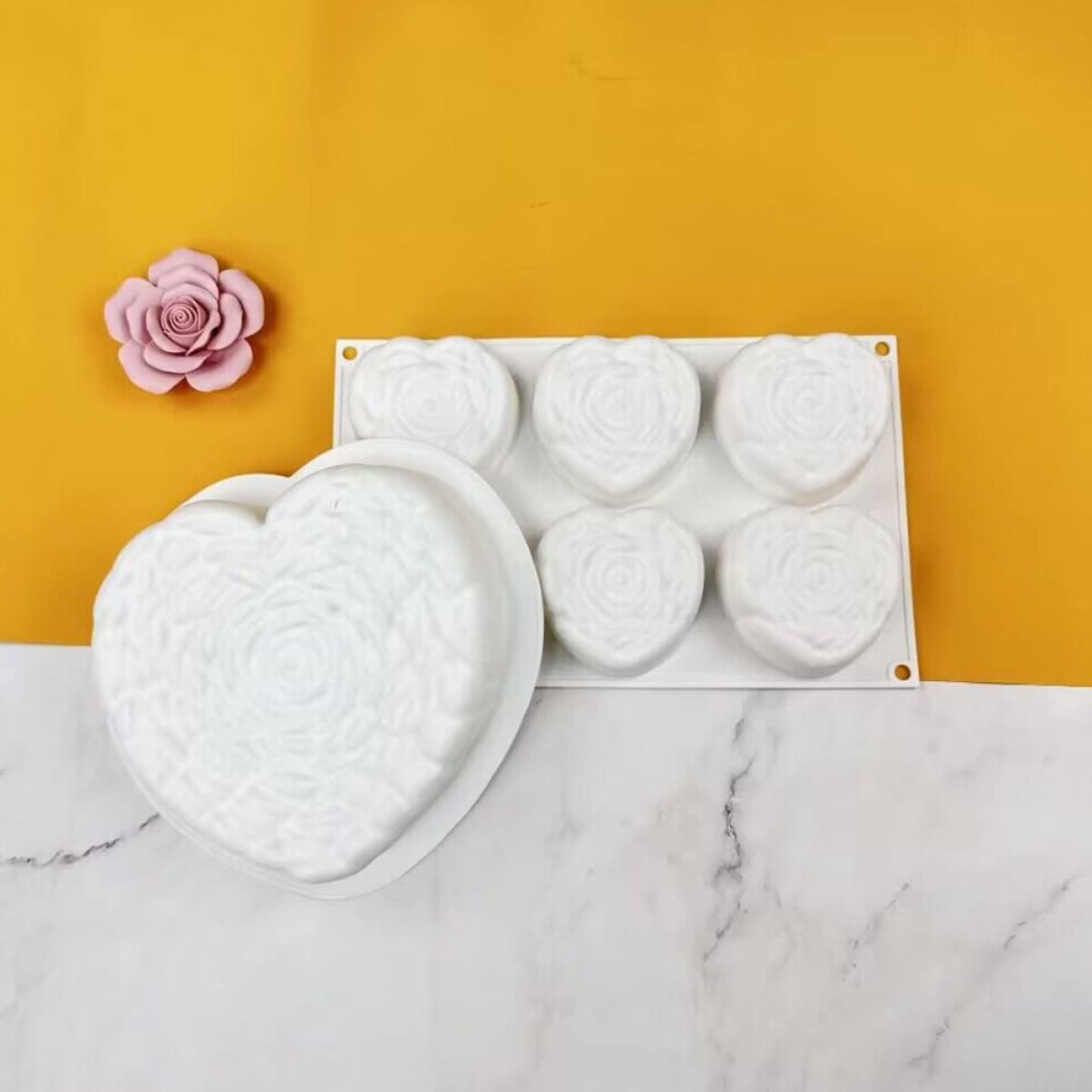 Cabilock 4 Pezzi Amore Rosa Stampo Stampo Per Cioccolato Per Caramelle Stampo In Silicone Teglie Barattoli Cake Pop Maker Tortiera Per Rose Scaldacera A Forma Di
