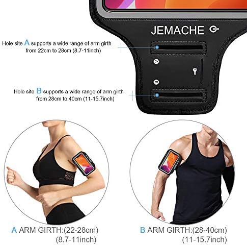 iPhone 15 Pro, 14 Pro, 13 Pro, 12 Pro Armband, JEMACHE Gym Workouts Running Arm Band for iPhone 15/14/13/12/11 Pro, X, XS (Dark)