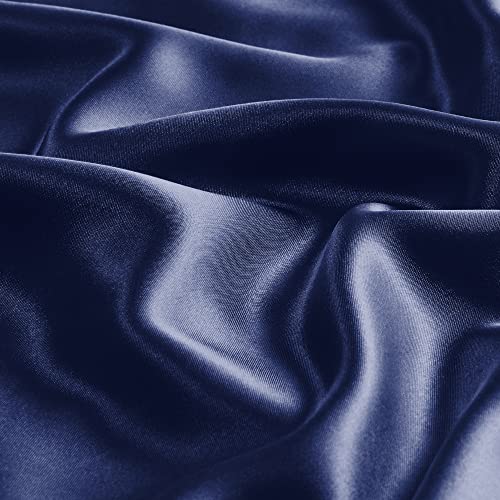 BEDELITE Satin Pillowcase with Zipper, Navy King Size Pillow Cases Set of 2, Super Soft and Cooling Similar to Silk Pillow Cases, Gift for Women Men(20x36 Inches)