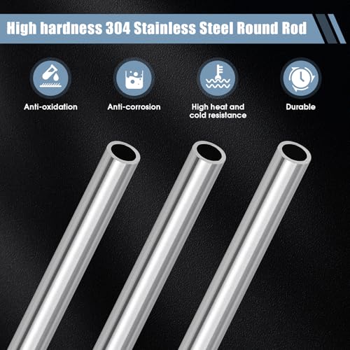 Edelstahlrohr Stahlrohr Rund Rohre Rundstahl 10 mm x 1 mm x 300 mm 304 Edelstahl Rohr Rundstab 3 Stück Metallstange Metallrohr Stahlrohre für Industrie Dekoration Architektur(10mm x 1mm x 300mm)