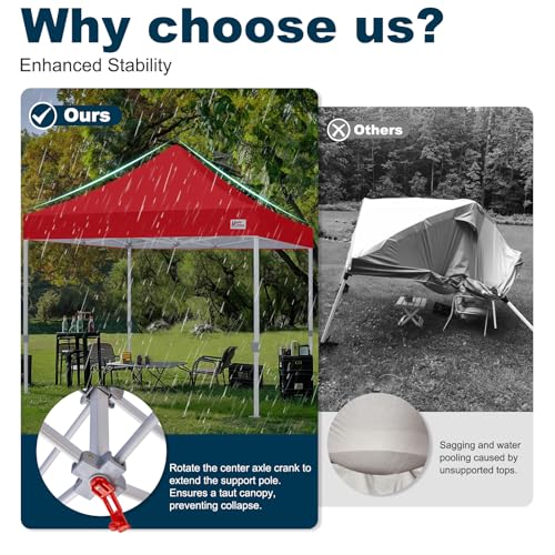 Image of MASTERCANOPY 10x10 Heavy Duty Pop Up Canopy Tent with Roller Bag(Red)