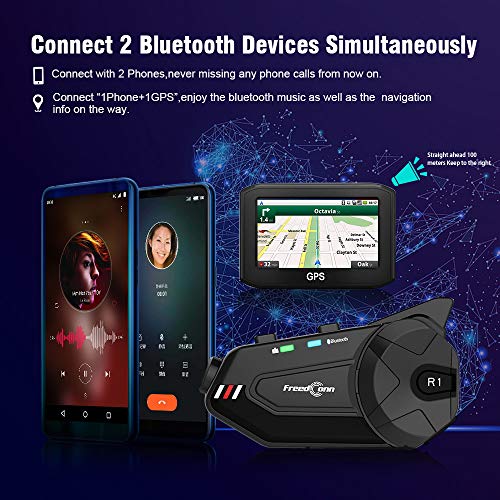 3T6B Motorcycle Bluetooth Helmet Camera Headset, R1Plus 1080P Wireless Communication Systems Ip65 Waterproof Bluetooth Intercom/1000M/6 Riders Group Intercom Fm Radio For Half-Face 3/4-Face Helmet #TOP2