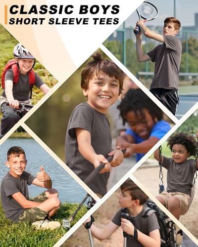 Image of Boys Shirts Athletic Dry Fit Neon T Shirts Short Sleeve Kids Youth Moisture Wicking Quick Dry Sports Training Performance Tee