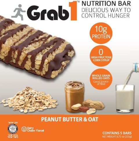 Grab1 Protein Bar Peanut Butter Oat 5 Count Free Shipping!