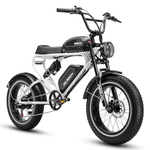 TOKERA Electric Bike Fat Tire Electric Bike Equipped with 1200w/2400w Dual Motor/Single Motor and 48v/40ah Or 48v/30ah Dual Batteries 35mph Electric Dirt Bike (DK-300-PRO White)