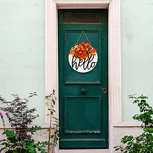 Fall Wreaths Maple Leaf Autumn Wreath For Front Door, Artificial Flowers Hydrangea Garland Hello Welcome Sign Door Wreath Rustic Fall Decor-170 #TOP3