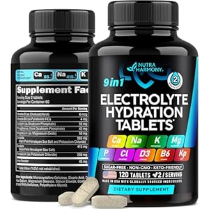 Electrolytes – Electrolyte Tablets with Magnesium, Sodium, Potassium, Chloride, Vitamins D3 & B6, Kelp Powder – Salt Pills – Made in USA – Oral Tablets as Capsules – Vegan & Keto Friendly – 120 Tabs