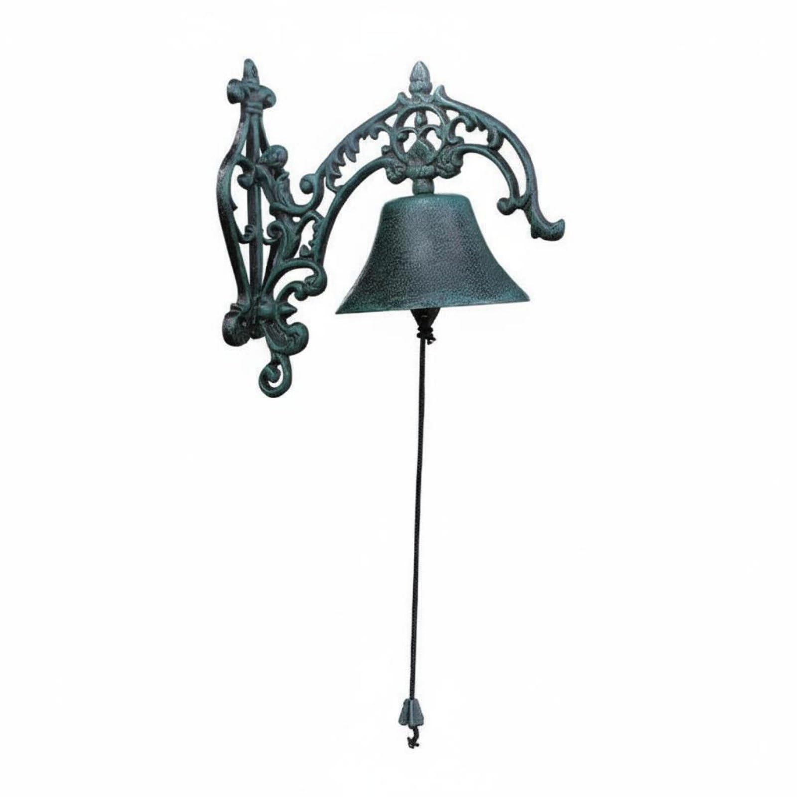 Cloche en Fonte Carillon Mural Rustique Sonnette d'Entrée Extérieure Métal Moulé Son Net à la Main Aspect Ancien Volutes Décoratives Adaptée aux, Retro Pattern Chime