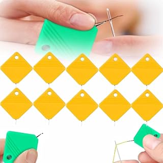 2024 Newest Automatic Needle Threaders for Hand Sewing, Embroidery Floss, Sewing Machine Needle Threader, Sewing Supplies Tool, Fits All Needle Sizes (Yellow, 10 PCS)