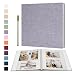 Self Adhesive Photo Album 13x12.6 inches Magnetic Scrapbook 40 Pages with a Metallic Pen (Grey Linen, 13x12.6 inches)