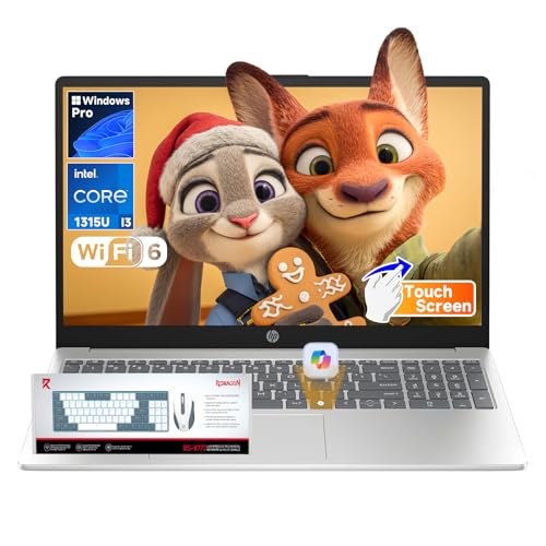 HP 15.6" Touchscreen Laptop 2026, 13th Gen Intel i3-1315U(Up to 4.5GHz), 15.6 inch Anti-Glare Display, 16GB RAM + 512GB SSD, Win 11 Pro, Wi-Fi 6, AI Copilot for Business & School, Patented KB Kit