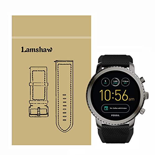 Lamshaw Classic Silicone Replacement Band for Fossil Q Explorist Smartwatch (Black)