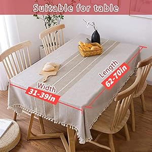 Vonabem Table Cloth Tassel Cotton Linen Table Cover for Kitchen Dinning Wrinkle Free Tablecloths Rectangle/Oblong (58''x86'', 6-8 Seats, Coffee) Vonabem Table Cloth Tassel Cotton Linen Table Cover for Kitchen Dinning Wrinkle Free Tablecloths RectangleOblong 58×86 6 8 Seats Coffee