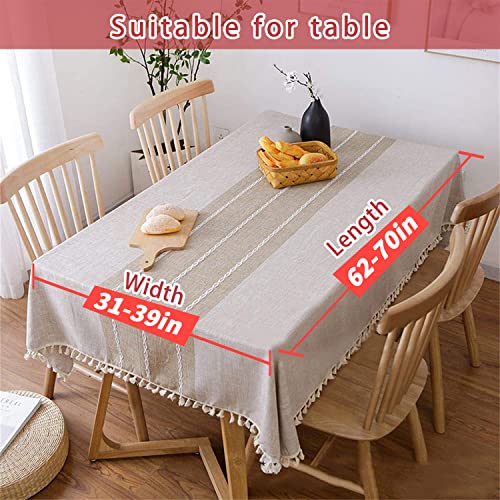 Vonabem-Table-Cloth-Tassel-Cotton-Linen-Table-Cover-for-Kitchen-Dinning-Wrinkle-Free-Tablecloths-RectangleOblong-58×86-6-8-Seats-Coffee Vonabem Table Cloth Tassel Cotton Linen Table Cover for Kitchen Dinning Wrinkle Free Tablecloths RectangleOblong 58×86 6 8 Seats Coffee