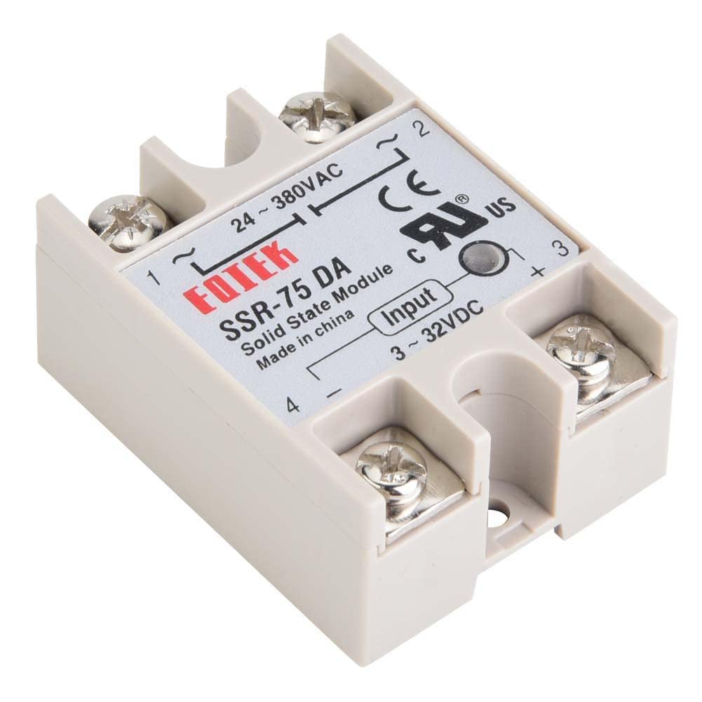 xcluma FOTEK 24V-380V 75Amp 250V SSR-75 DA Solid State Relay Module 3-32V DC To AC