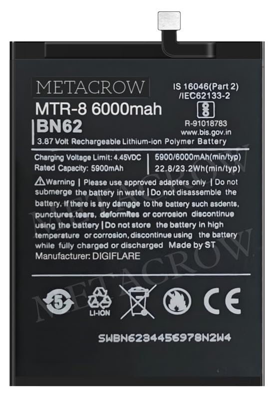 Image of Original BN62 Battery Compatible for Xiaomi Redmi 9 Power | Redmi Note 9 4G | Redmi 9T | Poco M3 Battery - (6000mAh) - 1 Year Warranty