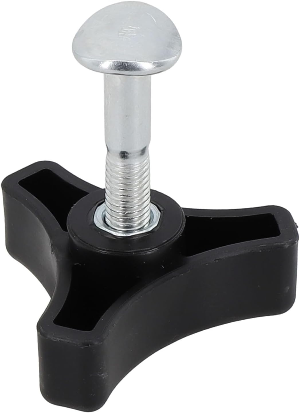 2-Pack Plastic Triple-Cornered Handle Knob Nut and Bolt Set for Lawn Mower, 50mm Length Replacement Screw with 20mm Head, Black and Silver Fastener for Garden Yard Maintenance
