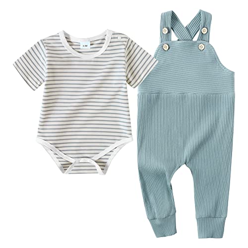 Image of YUEMION Baby Boy Clothes Newborn Infant Boy Outfits 2Pcs Stripe Top Romper Pants Set 0-24 Months Overalls Toddler Boy Clothes